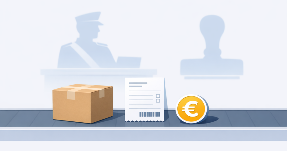 Gümrük kontrolünden geçen yurt dışı paketi ve euro simgesi