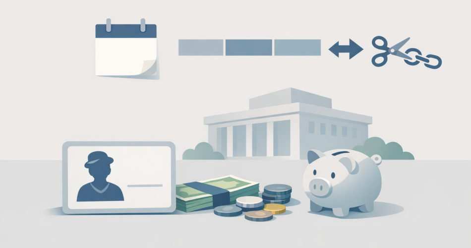 Emekli promosyonu, başvuru ve taahhüt iptalini simgeleyen illüstrasyon