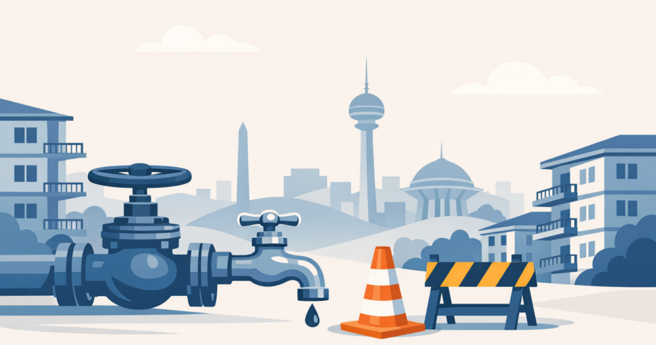 Ankara’da kapalı vana ve susuz musluk illüstrasyonu