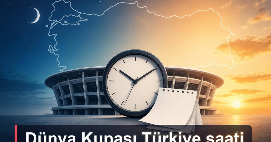 Stadyum önünde saat ve takvimle Türkiye saatine göre maç takibi anlatımı.