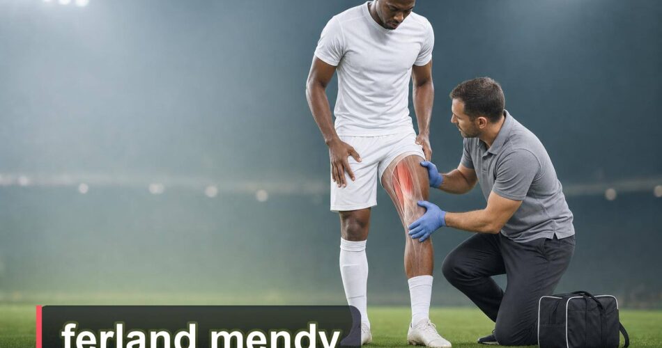 Sağ üst bacağını tutan beyaz formalı futbolcu ve yanında sağlık görevlisi.
