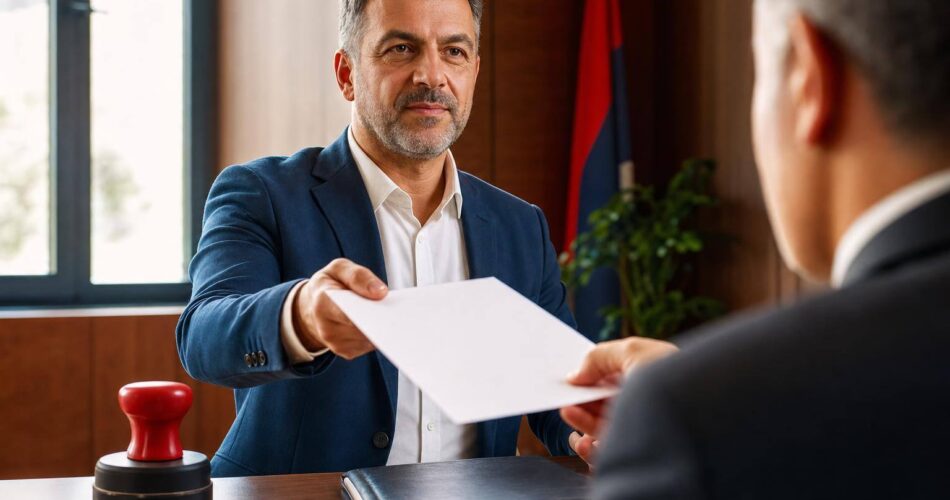 Apostil Nedir? Belge Apostil İşlemi Nerede ve Nasıl Yapılır? 1 Apostil nedir konusunu anlatan, belgeye yetkili makamda işlem yapılmasını gösteren fotoğraf.