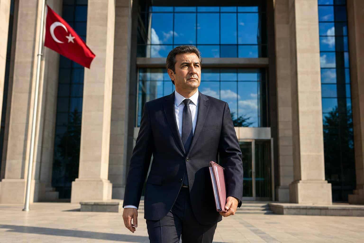 HSK kararnamesiyle Aykut Çelik Ankara Cumhuriyet Başsavcılığına atandı haberini temsil eden Ankara Adliyesi dışı görünüm.