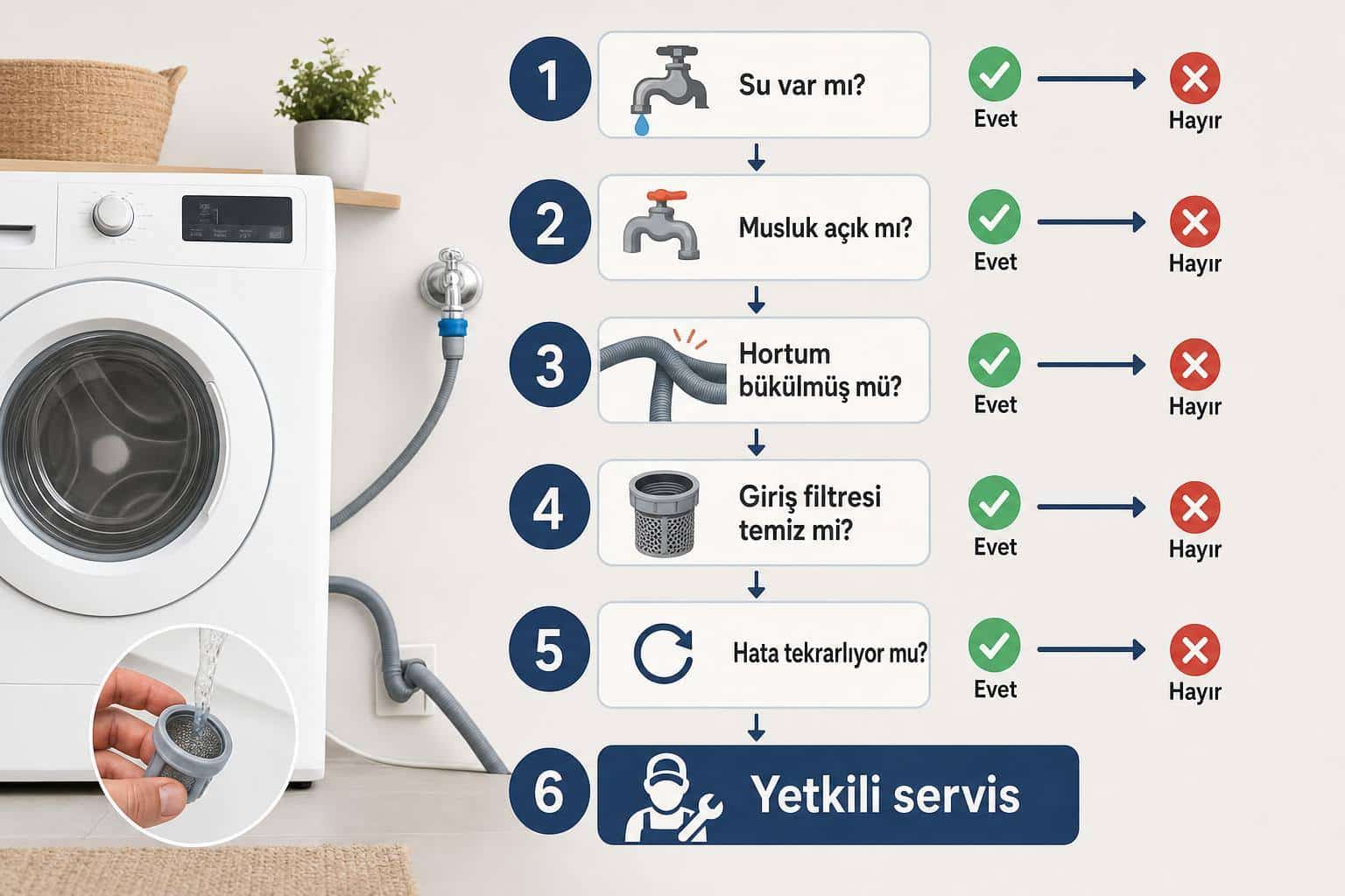 bulaşık makinesi su almıyor hakkında görsel özet