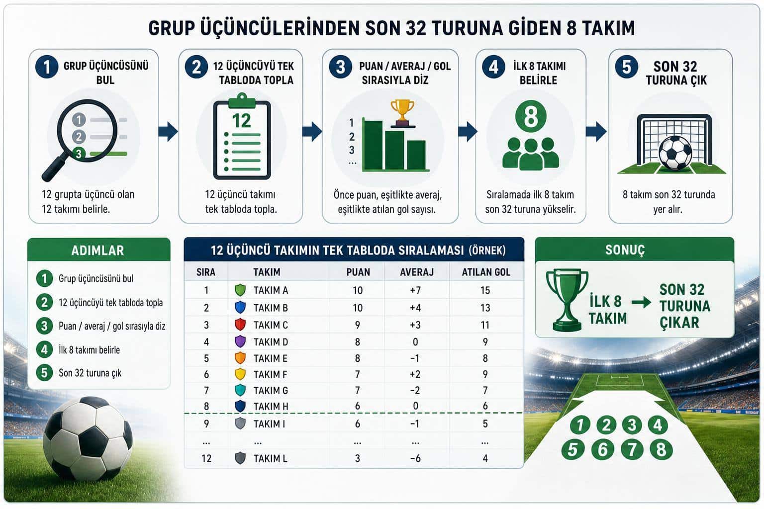 2026 Dünya Kupası en iyi üçüncüler hakkında görsel özet