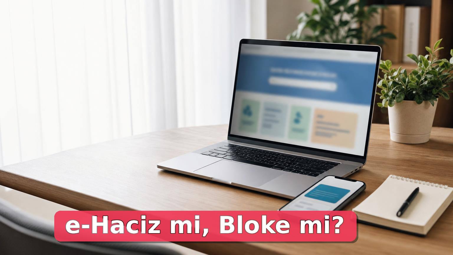 Dizüstü bilgisayar ve telefonla e-haciz ve banka blokesi kontrolü yapılan masaüstü sahnesi