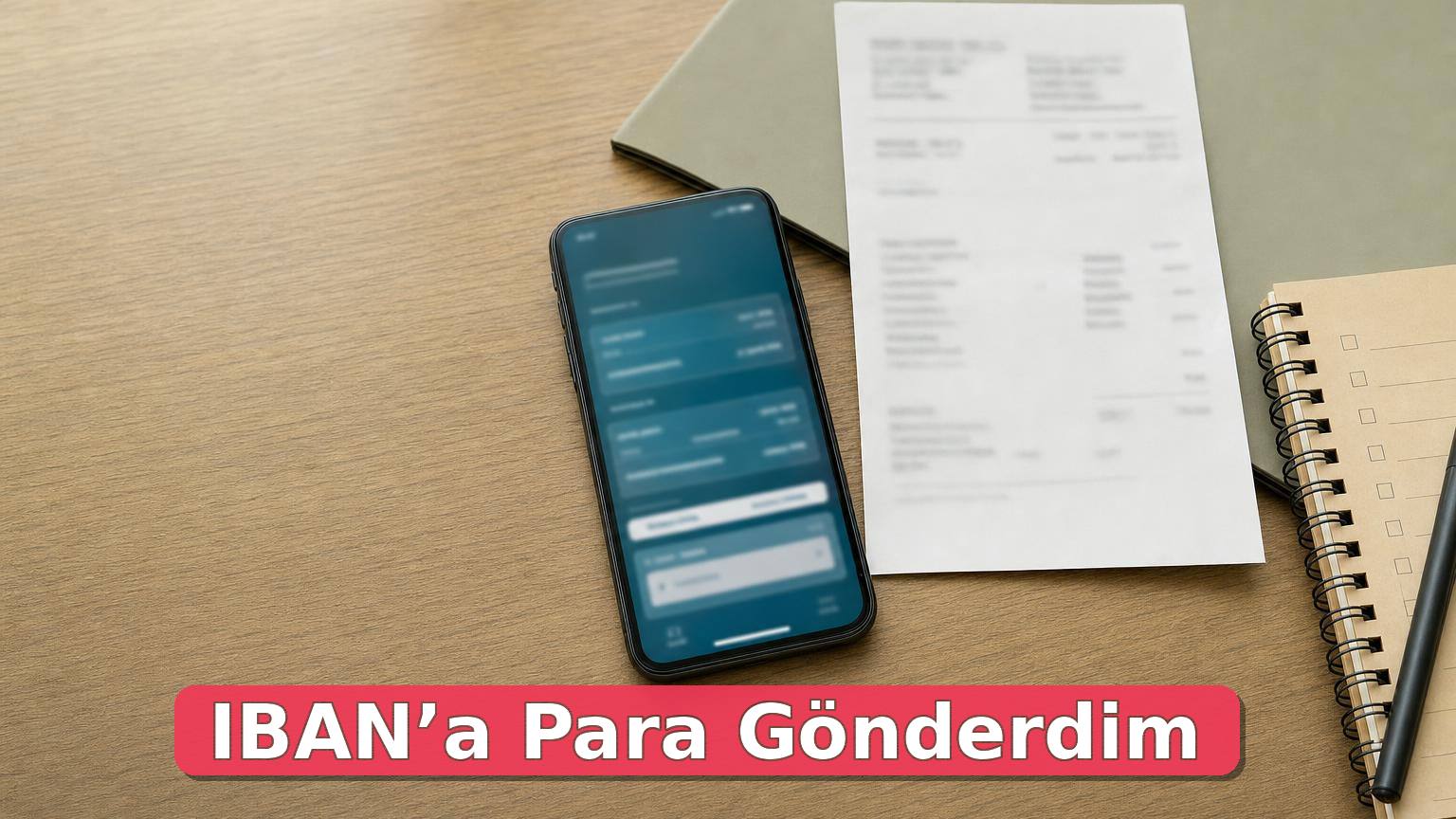 Bulanık dekont ve mobil bankacılık ekranı bulunan finans güvenliği masası
