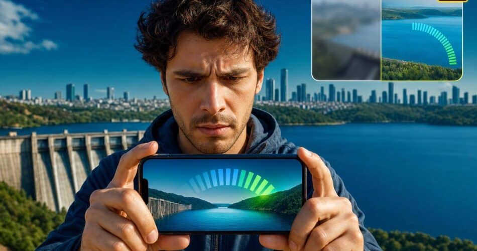 İSKİ Baraj Doluluk Oranı Nasıl Öğrenilir? 1 İSKİ baraj doluluk oranı için telefondan resmi güncel bilgiyi kontrol eden bir kişi.