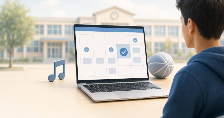 MEB, güzel sanatlar müzik ve spor okulları başvurularını 11 Haziran’a uzattı 1 Bilgisayar ekranında başvuru takvimini gösteren nötr eğitim illüstrasyonu