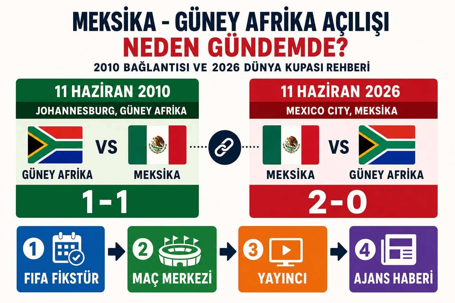 Meksika - Güney Afrika Açılışı Neden Gündemde? 2010 Bağlantısı ve 2026 Dünya Kupası Rehberi 2 Meksika - Güney Afrika Açılışı Neden Gündemde? 2010 Bağlantısı ve 2026 Dünya Kupası Rehberi adım şeması