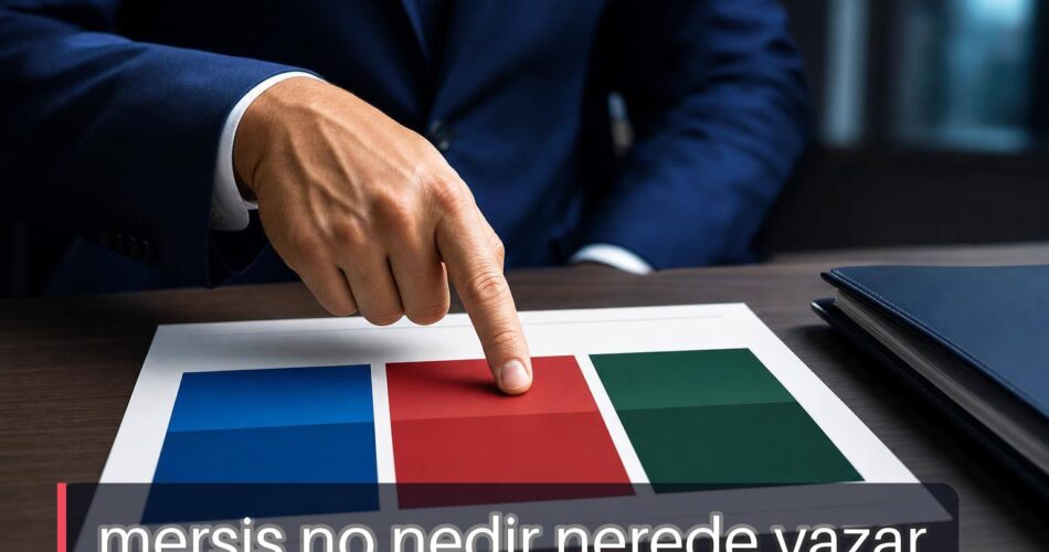 MERSİS no nedir nerede yazar sorusunu anlatan, belgede alanları işaret eden el.