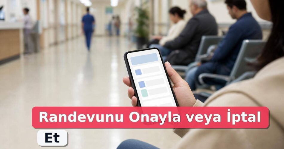 Hastane koridorunda telefondan randevusunu kontrol eden kişi
