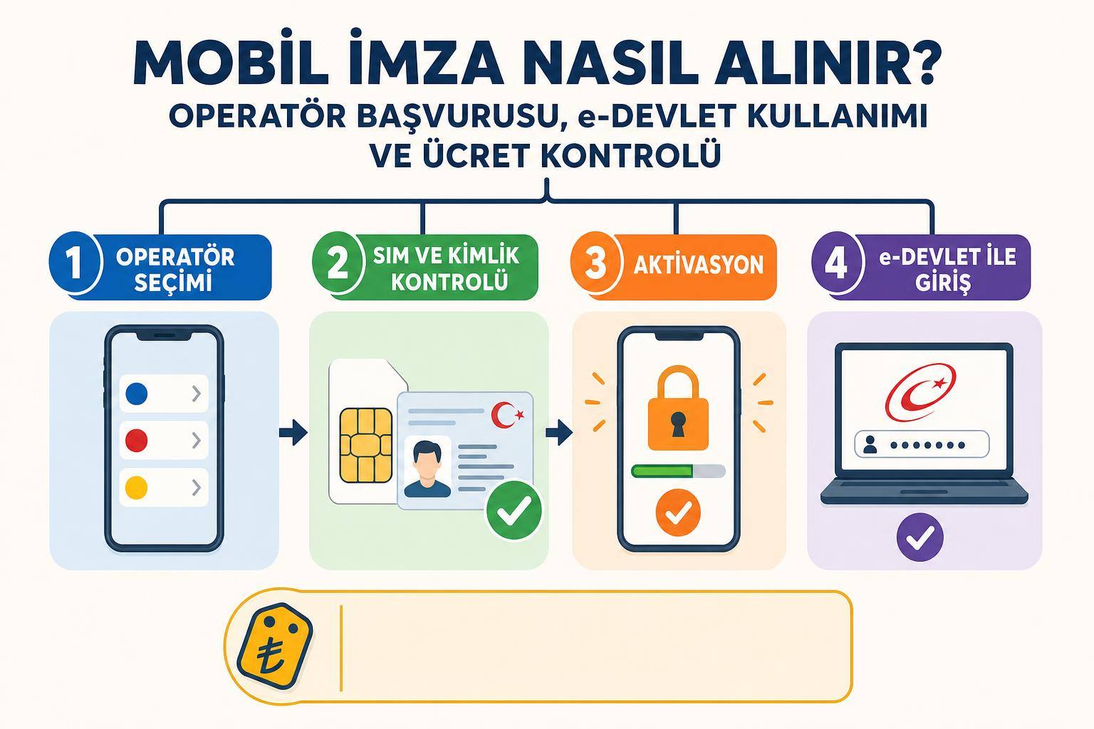Mobil İmza Nasıl Alınır? Operatör Başvurusu, e-Devlet Kullanımı ve Ücret Kontrolü 2 Mobil İmza Nasıl Alınır? Operatör Başvurusu, e-Devlet Kullanımı ve Ücret Kontrolü adım şeması