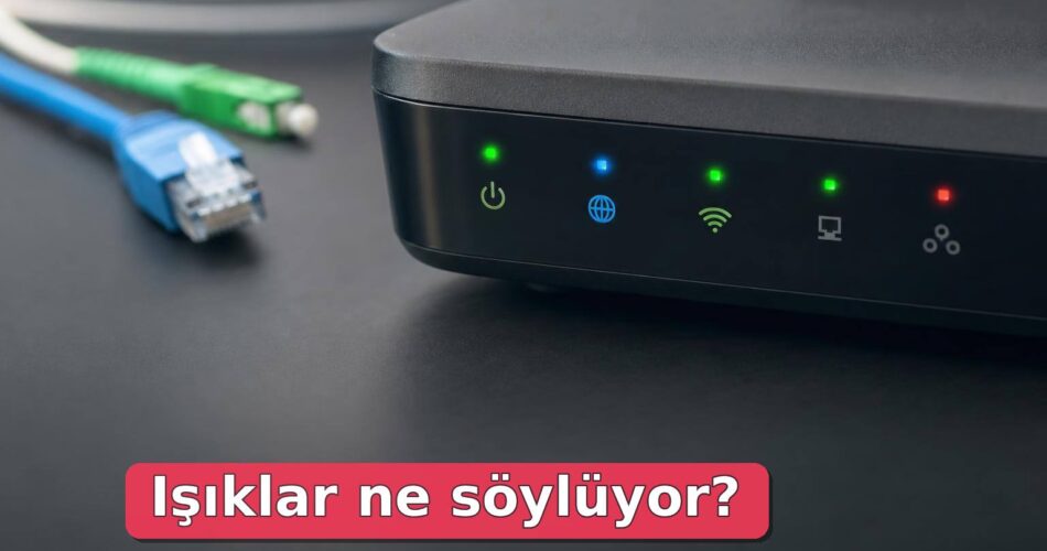 Modem Işıkları Ne Anlama Gelir? DSL, İnternet, WLAN, LOS ve PON Işıkları 1 Modem ön panelinde yanan durum ışıkları ve kablolar