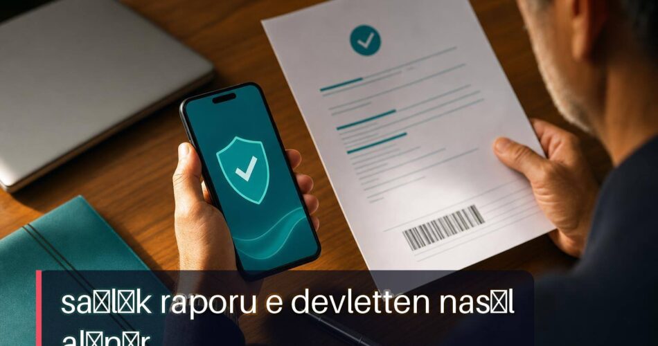 Sağlık Raporu e-Devlet’ten Nasıl Alınır? e-Rapor Sorgulama ve Barkodlu Belge Rehberi 1 sağlık raporu e devletten nasıl alınır sorusu için barkodlu PDF ve e-Nabız kontrolü yapan eller