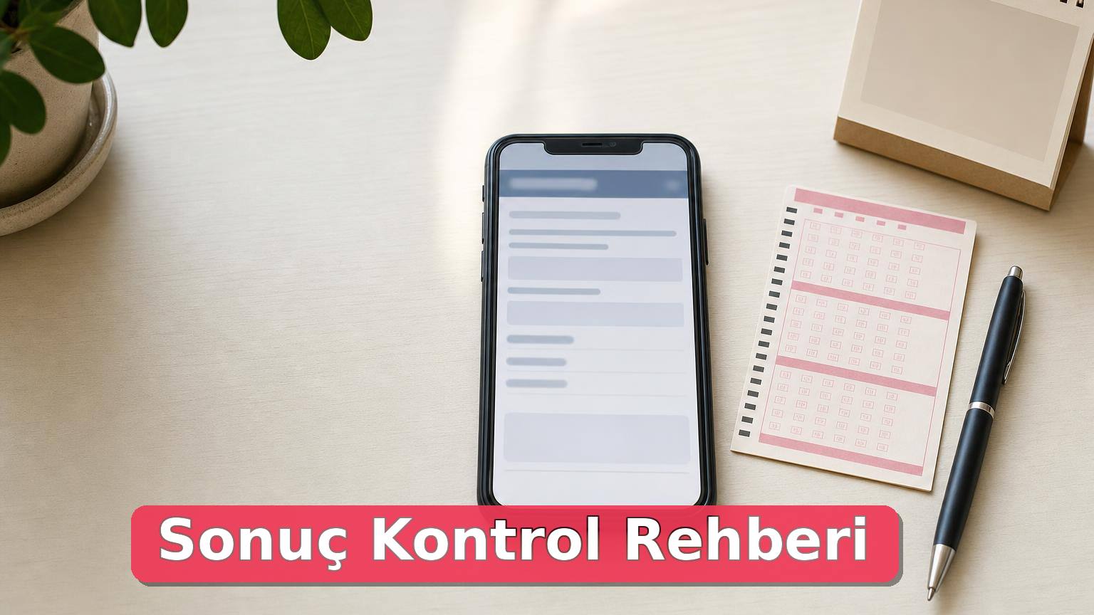 Masada telefon, kupon ve kalemle Süper Loto sonuç kontrolü sahnesi