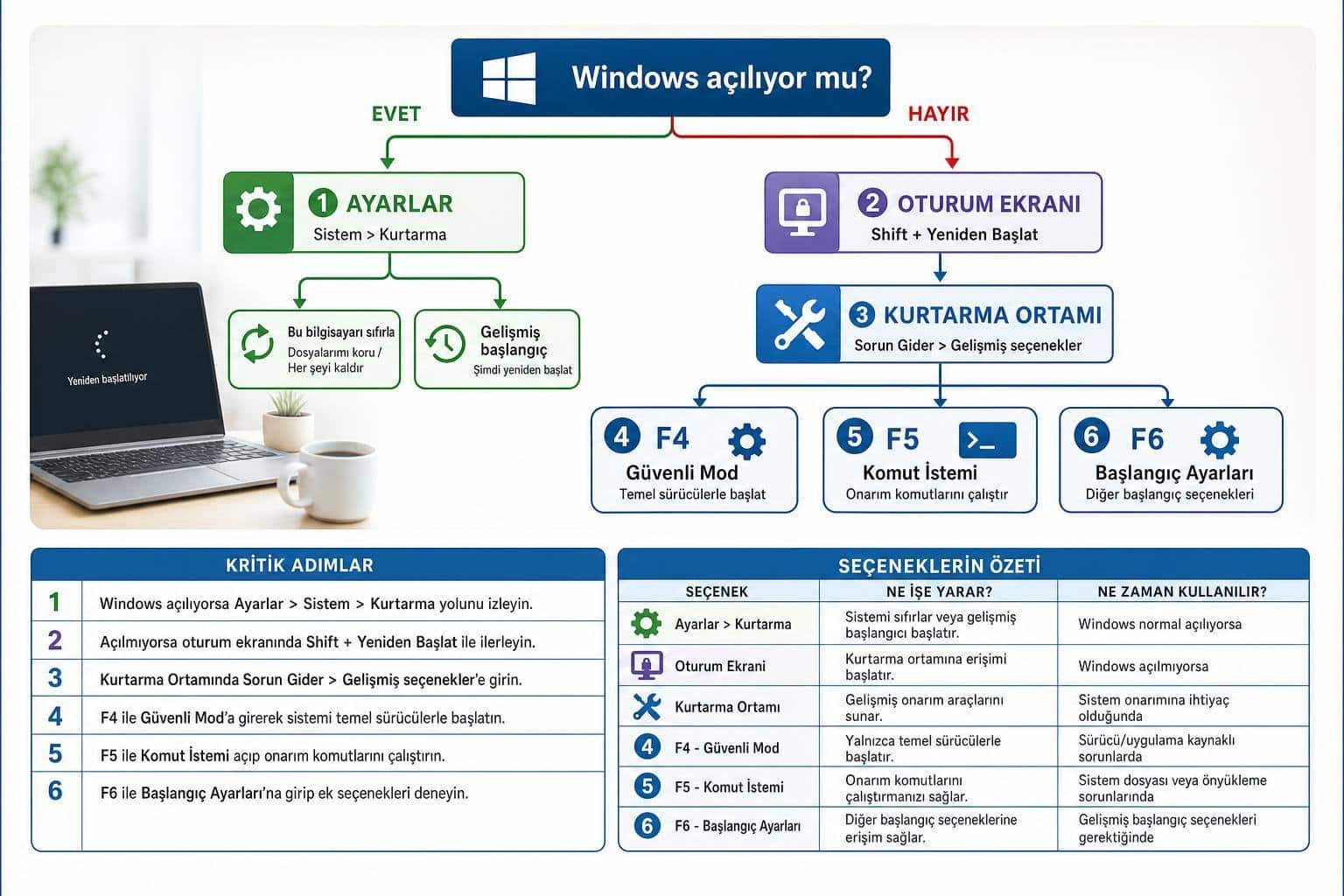 windows 11 güvenli mod nasıl açılır hakkında görsel özet