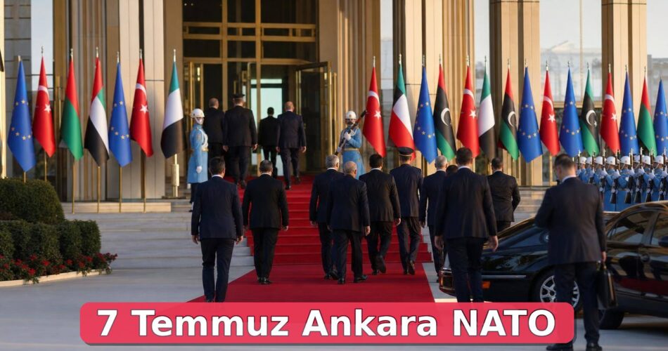 Beştepe’de resmi tören düzeninde bayraklar ve diplomatik heyetler