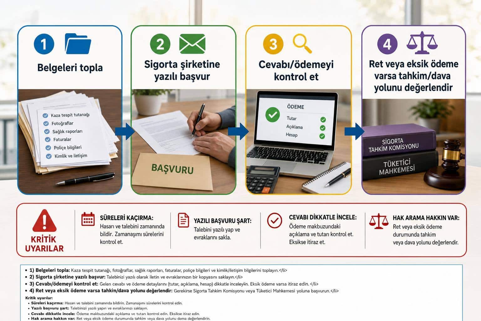 Araç Değer Kaybı Başvurusu Nasıl Yapılır? Sigorta, Eksper ve Tahkim Süreci 2 araç değer kaybı başvurusu nasıl yapılır hakkında görsel özet