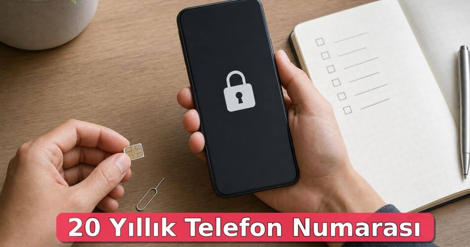 20 Yıldır Aynı Telefon Numarasını Kullananlar İçin Rehber 1 Masada telefon, eski SIM kart ve güvenlik kontrol listesi.