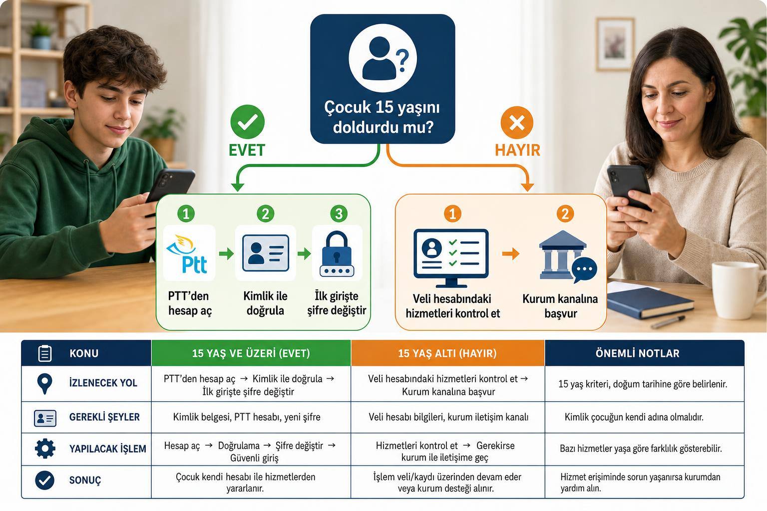 Çocuk İçin e-Devlet Şifresi Alınır mı? 15 Yaş, Veli İşlemleri ve Alternatif Girişler 2 çocuk için e-Devlet şifresi alınır mı hakkında görsel özet