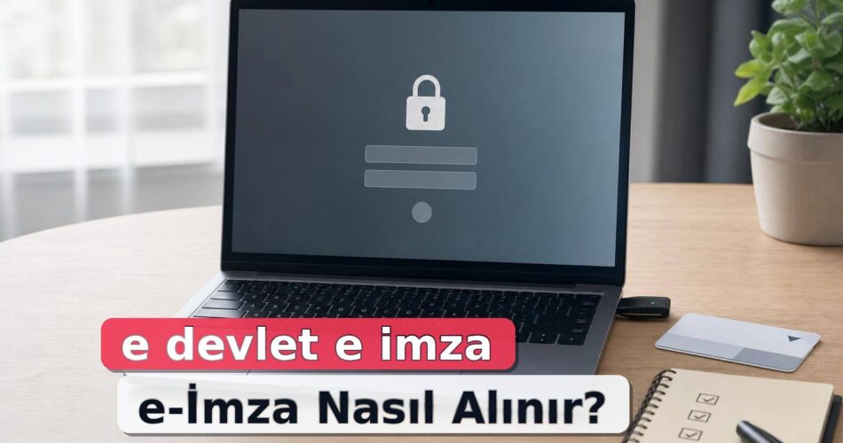 e-İmza Nasıl Alınır? Başvuru, Kurulum, Kullanım ve Mobil İmzadan Farkı 1 Dizüstü bilgisayara takılı e-imza tokenı ve yanında başvuru kontrol listesi.