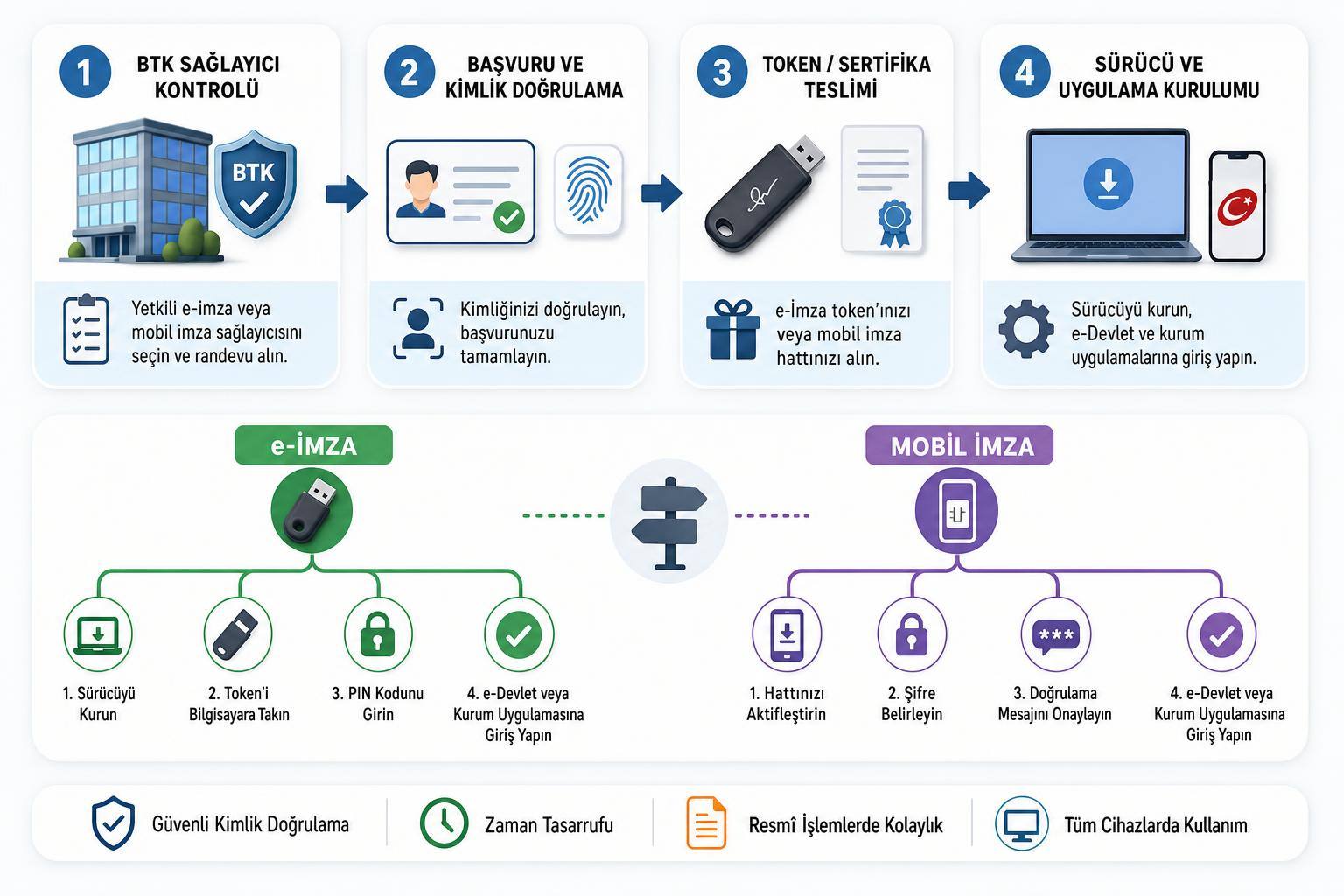 e-İmza Nasıl Alınır? Başvuru, Kurulum, Kullanım ve Mobil İmzadan Farkı 2 e devlet e imza nasıl alınır hakkında görsel özet