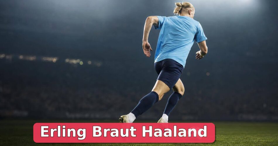 Erling Haaland Kimdir? Norveç Milli Takımı, Kulüp Kariyeri ve Rekorları 1 Stadyum ışıkları altında topa koşan sarışın santrfor silüeti