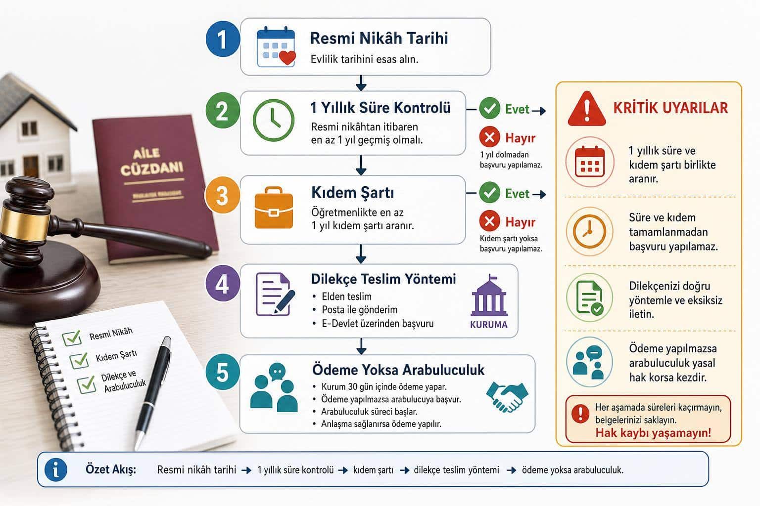 Evlilik Nedeniyle İşten Ayrılma Tazminatı Nasıl Alınır? Süre, Dilekçe ve Hak Kaybı Kontrolü 2 evlilik nedeniyle işten ayrılma tazminatı hakkında görsel özet
