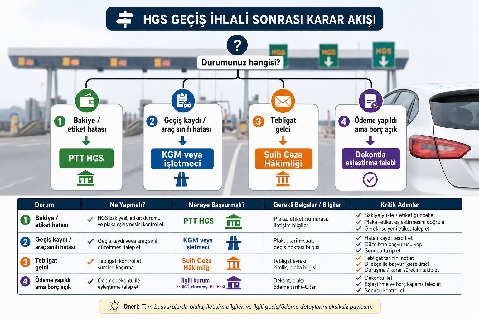 HGS Ceza İtirazı Nasıl Yapılır? Geçiş İhlali, Ödeme ve Dilekçe Kontrol Rehberi 2 hgs ceza itirazı nasıl yapılır hakkında görsel özet