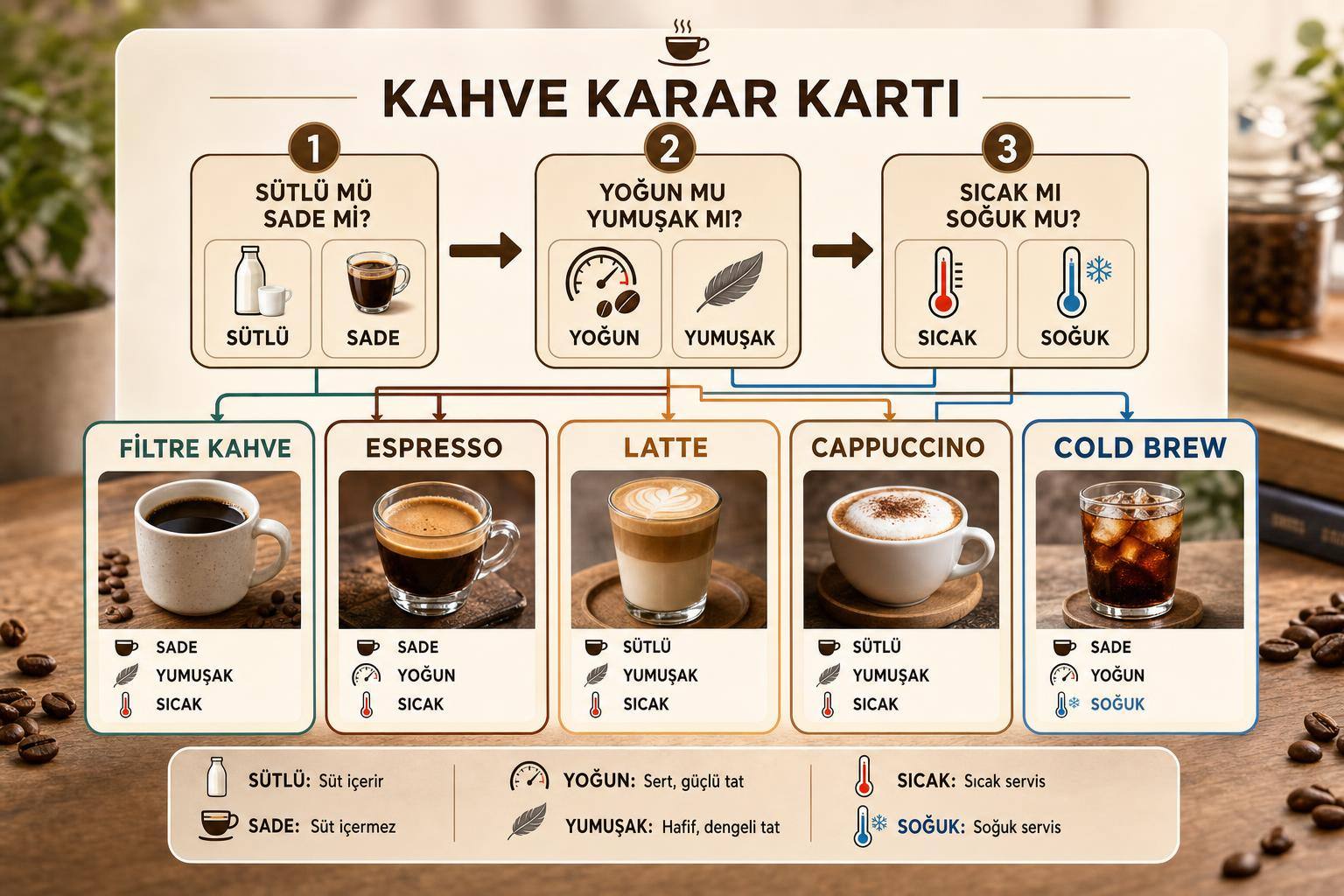Kahve Türleri Neler? Filtre, Espresso, Latte ve Diğerleri Ne Fark Eder? 2 kahve olayının aşırı abartılması hakkında görsel özet