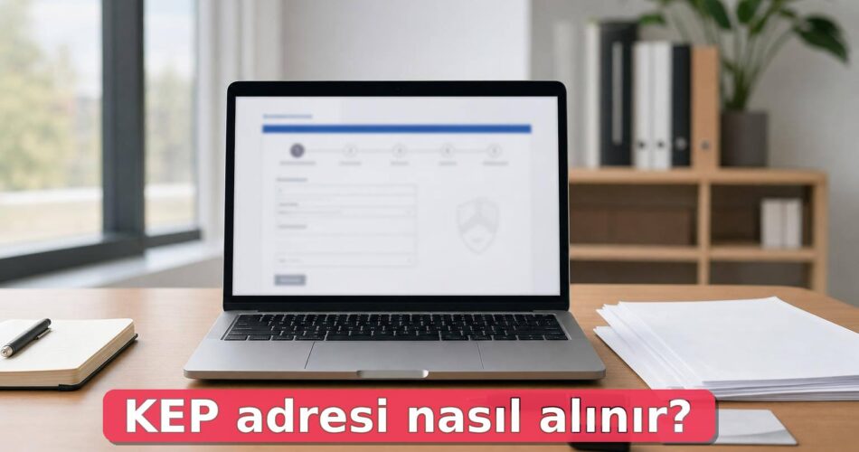 KEP Adresi Nasıl Alınır? Kayıtlı E-Posta Başvurusu, Ücret ve Kullanım Rehberi 1 Dizüstü bilgisayar yanında kimlik, e-imza token’ı ve KEP başvurusunu çağrıştıran evraklar.