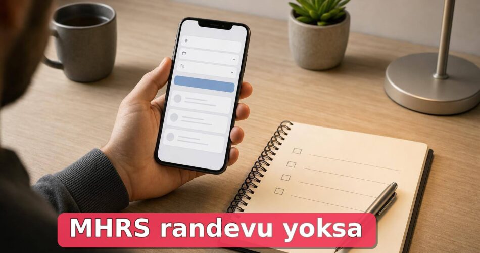 Telefonunda randevu arayan bir kullanıcı ve yanında kontrol listesi olan not defteri