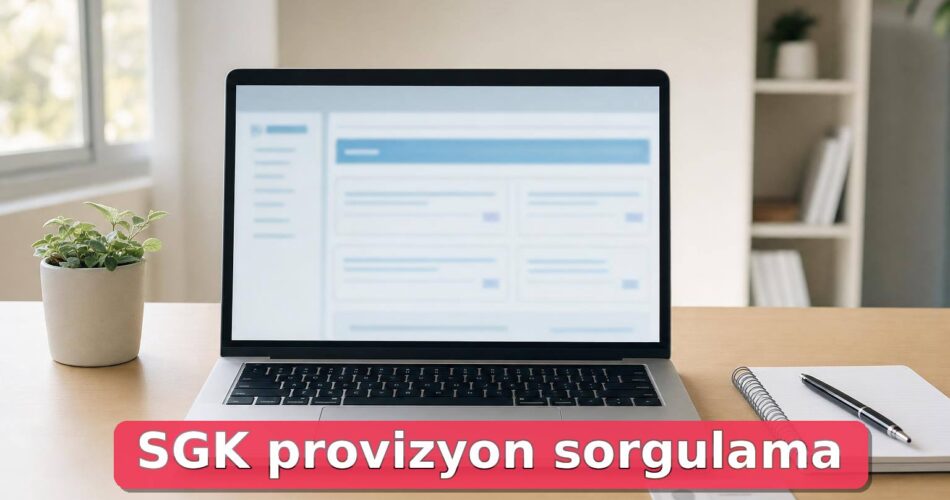SGK Provizyon Sorgulama Nasıl Yapılır? Müstehaklık ve Sağlık Güvencesi Kontrolü 1 Dizüstü bilgisayar ve kimlik kartıyla SGK provizyon sorgulama işlemini anlatan sade masa sahnesi