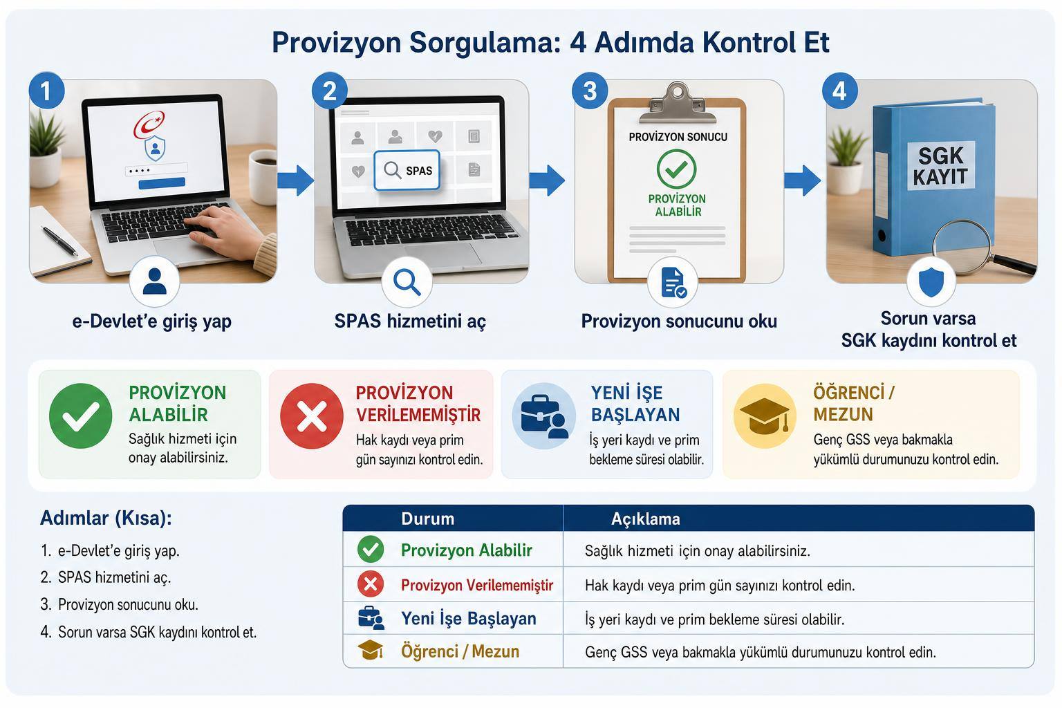 SGK Provizyon Sorgulama Nasıl Yapılır? Müstehaklık ve Sağlık Güvencesi Kontrolü 2 sgk provizyon sorgulama hakkında görsel özet