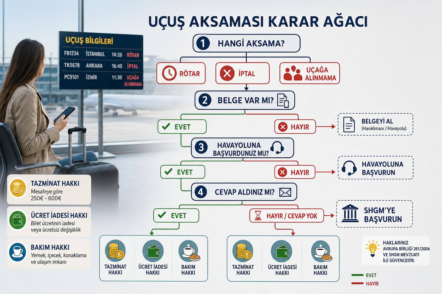 Uçuş Tazminatı Nasıl Alınır? Rötar, İptal ve Overbooking İçin Başvuru Rehberi 2 ucus tazminati nasil alinir hakkında görsel özet