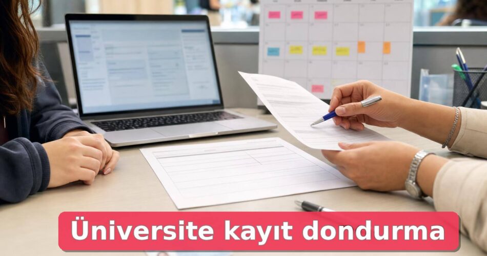 Üniversite Kayıt Dondurma Nasıl Yapılır? Dilekçe, Süre ve Harç Durumu Rehberi 1 Öğrenci işleri masasında kayıt dondurma dilekçesi ve başvuru belgeleri