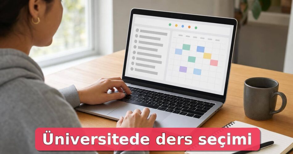 Üniversitede Ders Seçimi Nasıl Yapılır? OBS, Kredi, AKTS ve Danışman Onayı Rehberi 1 Dizüstü bilgisayarda ders seçimi ekranını inceleyen öğrenci