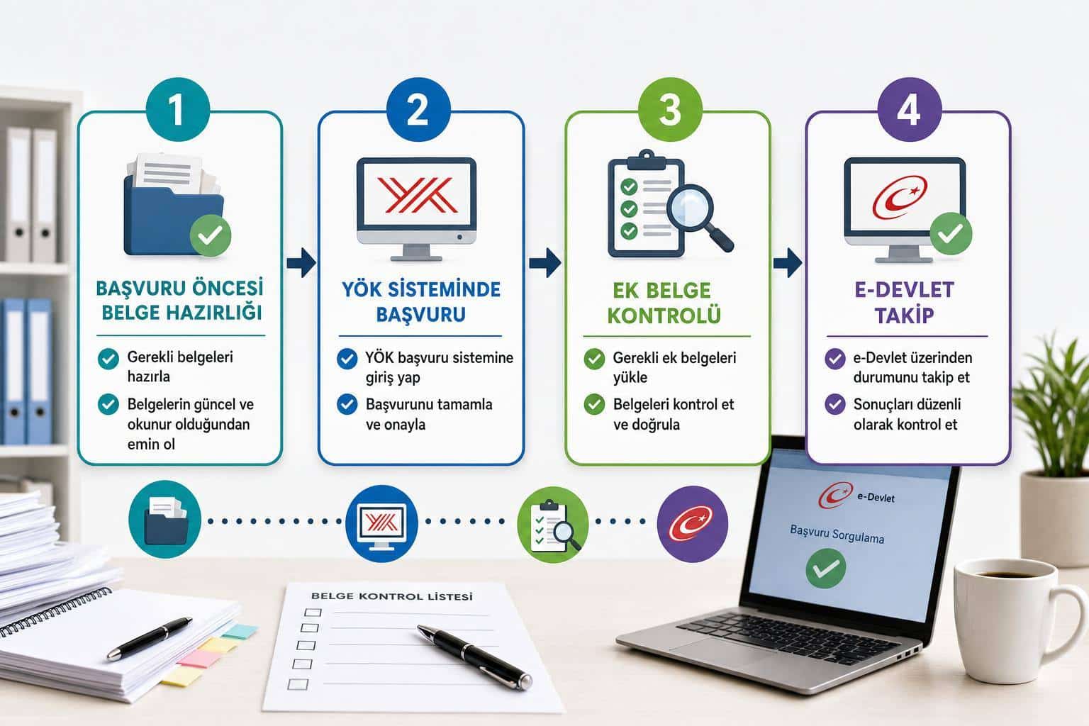 Yurt Dışı Diploma Denkliği Nasıl Alınır? YÖK Başvurusu, Belgeler ve e-Devlet Takip Rehberi 2 yurt dışı diploma denkliği nasıl alınır hakkında görsel özet
