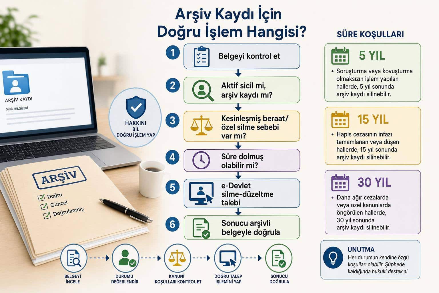 Adli Sicil Arşiv Kaydı Nasıl Silinir? Silinme Şartları, Başvuru ve e-Devlet Kontrolü 2 adli sicil arşiv kaydı nasıl silinir hakkında görsel özet