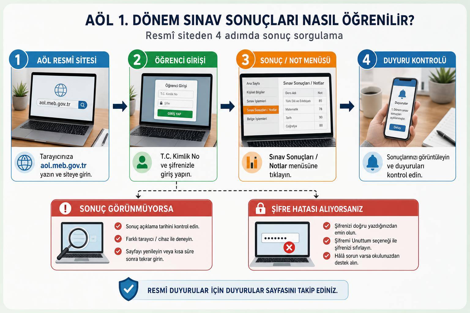 AÖL 3. Dönem Sınav Sonuçları Nasıl Sorgulanır? Öğrenci Giriş Ekranı Rehberi 2 AÖL 3. dönem sınav sonuçları hakkında görsel özet