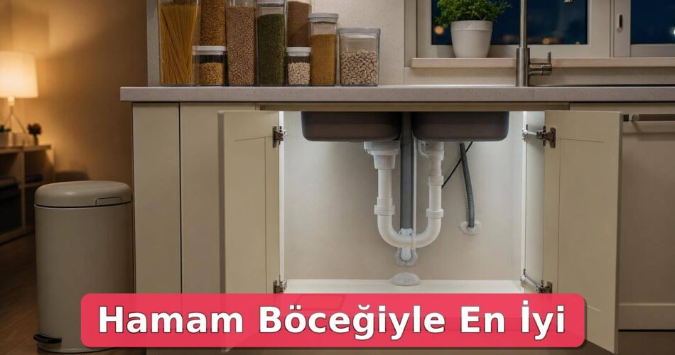 Hamam Böceği Nasıl Önlenir? Evde Güvenli Mücadele Rehberi 1 Kapalı gıda kapları ve yalıtılmış boru çevresi bulunan düzenli bir mutfak köşesi