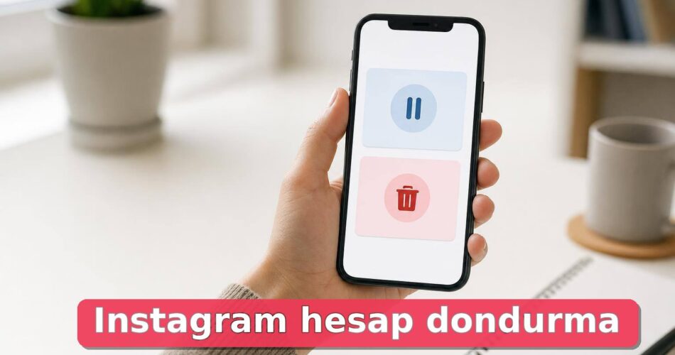 Akıllı telefonda Instagram hesabını dondurma veya silme seçeneklerini temsil eden hesap yönetimi ekranı