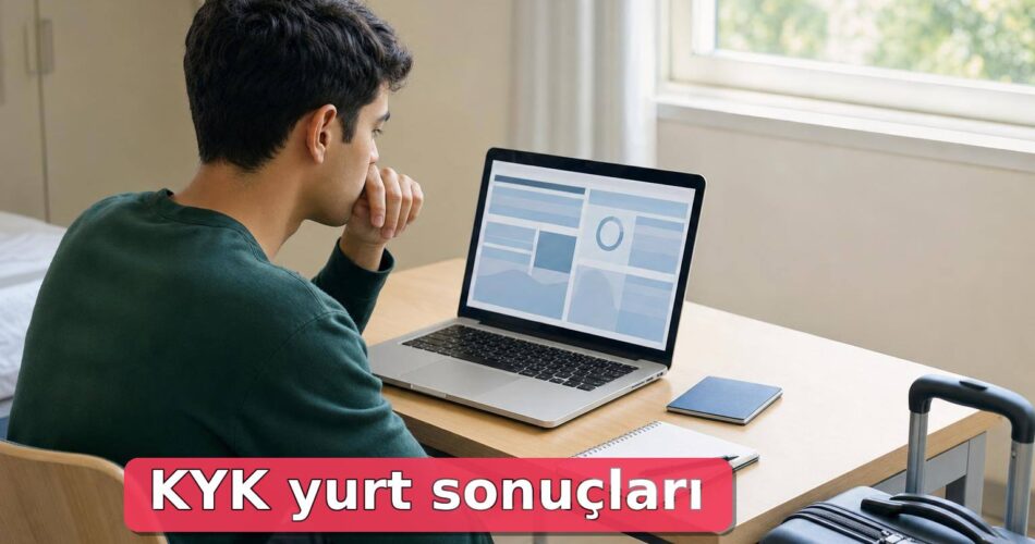 KYK Yurt Sonuçları Nasıl Öğrenilir? e-Devlet Sonuç Ekranı, Yedek Liste ve Kayıt Kontrolü 1 Öğrencinin dizüstü bilgisayardan kişisel verisiz KYK yurt sonucu kontrol ekranını incelemesi