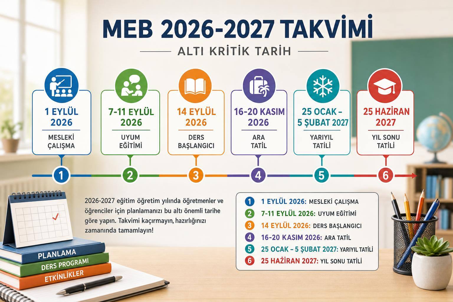 MEB 2026-2027 Eğitim Öğretim Yılı Takvimini Açıkladı: Okullar 14 Eylül’de Açılacak 2 okullar ne zaman açılıyor 2026 hakkında görsel özet