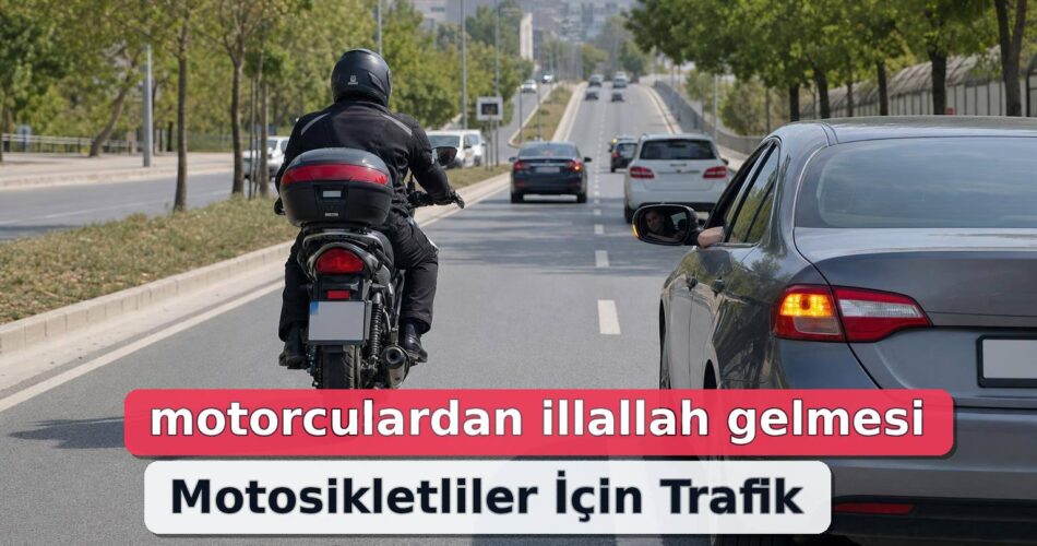Motosikletliler İçin Trafik Kuralları: Güvenli Sürüşte En Çok Yapılan Hatalar 1 Şehir trafiğinde güvenli takip mesafesi bırakarak ilerleyen motosikletli ve sinyal veren otomobil