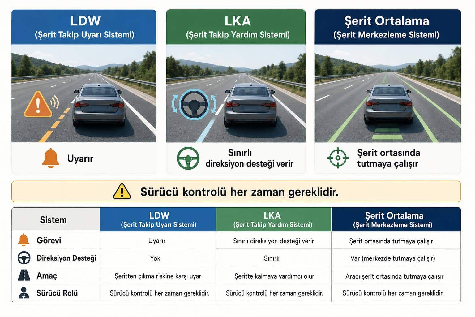 şerit takip sistemi hakkında görsel özet