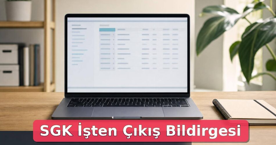 Dizüstü bilgisayarda bulanıklaştırılmış SGK işe giriş çıkış kaydı ekranını kontrol etme sahnesi