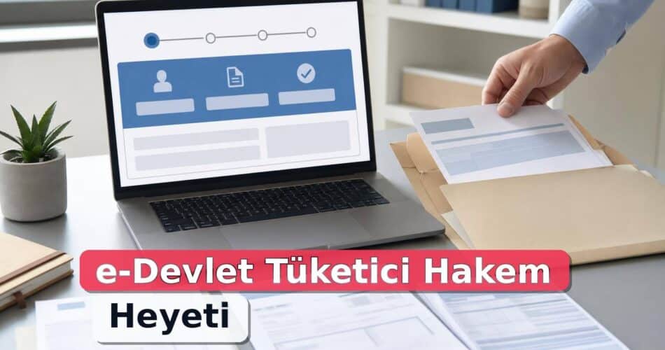 Tüketici Hakem Heyeti Başvurusu Nasıl Yapılır? e-Devlet, Dilekçe, Belgeler ve Süreç 1 e-Devlet başvurusu için dizüstü bilgisayar yanında düzenlenmiş tüketici belgeleri