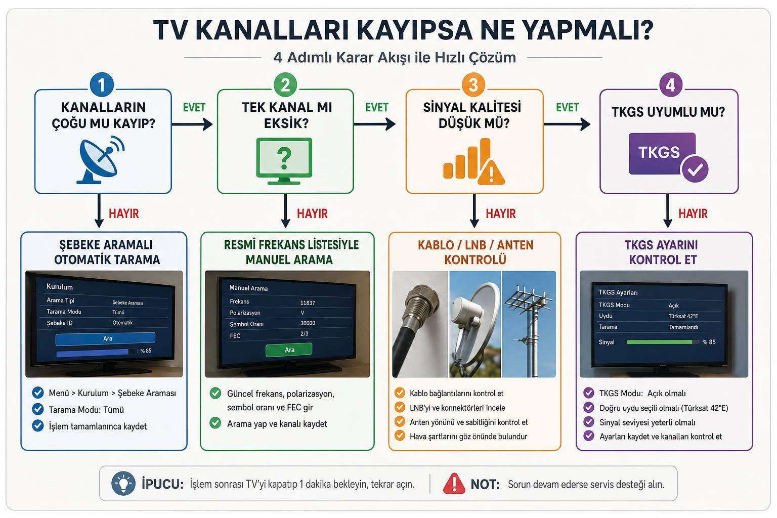 Türksat Frekans Güncellemesi Nasıl Yapılır? Kanallar Gelmiyorsa Deneyebileceğiniz Yöntemler 2 16 ağustos tv frekans güncellemesi hakkında görsel özet